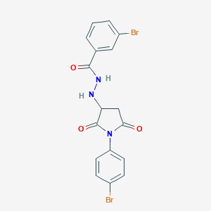 molecular formula C17H13Br2N3O3 B409840 3-bromo-N'-[1-(4-bromophenyl)-2,5-dioxopyrrolidin-3-yl]benzohydrazide 