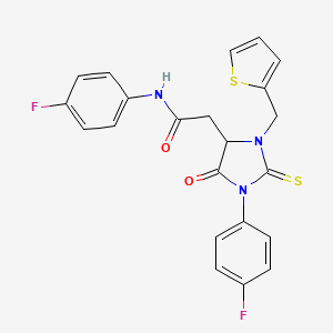 molecular formula C22H17F2N3O2S2 B4098406 N-(4-FLUOROPHENYL)-2-[1-(4-FLUOROPHENYL)-5-OXO-2-SULFANYLIDENE-3-[(THIOPHEN-2-YL)METHYL]IMIDAZOLIDIN-4-YL]ACETAMIDE 