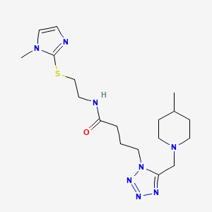 molecular formula C18H30N8OS B4098419 N-{2-[(1-methyl-1H-imidazol-2-yl)thio]ethyl}-4-{5-[(4-methyl-1-piperidinyl)methyl]-1H-tetrazol-1-yl}butanamide 