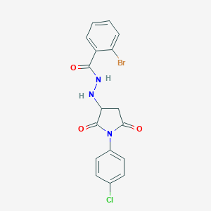 molecular formula C17H13BrClN3O3 B409842 2-bromo-N'-[1-(4-chlorophenyl)-2,5-dioxopyrrolidin-3-yl]benzohydrazide 