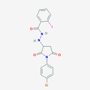 molecular formula C17H13BrIN3O3 B409843 N'-[1-(4-bromophenyl)-2,5-dioxopyrrolidin-3-yl]-2-iodobenzohydrazide 
