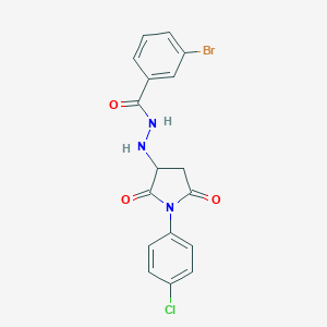 molecular formula C17H13BrClN3O3 B409845 3-bromo-N'-[1-(4-chlorophenyl)-2,5-dioxopyrrolidin-3-yl]benzohydrazide 