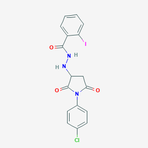 molecular formula C17H13ClIN3O3 B409849 N'-[1-(4-chlorophenyl)-2,5-dioxo-3-pyrrolidinyl]-2-iodobenzohydrazide 