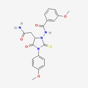 N-[5-(2-amino-2-oxoethyl)-3-(4-methoxyphenyl)-4-oxo-2-thioxoimidazolidin-1-yl]-3-methoxybenzamide