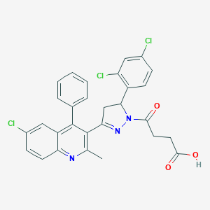 molecular formula C29H22Cl3N3O3 B409853 4-[5-(6-Chloro-2-methyl-4-phenylquinolin-3-yl)-3-(2,4-dichlorophenyl)-3,4-dihydropyrazol-2-yl]-4-oxobutanoic acid CAS No. 332102-13-3