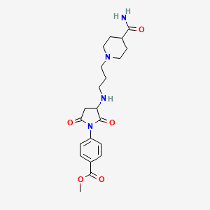 molecular formula C21H28N4O5 B4098560 Methyl 4-(3-{[3-(4-carbamoylpiperidin-1-yl)propyl]amino}-2,5-dioxopyrrolidin-1-yl)benzoate 