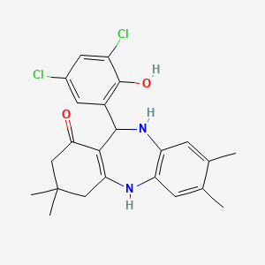 molecular formula C23H24Cl2N2O2 B4098567 11-(3,5-dichloro-2-hydroxyphenyl)-3,3,7,8-tetramethyl-2,3,4,5,10,11-hexahydro-1H-dibenzo[b,e][1,4]diazepin-1-one 