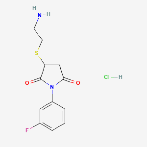 molecular formula C12H14ClFN2O2S B4098593 3-(2-Aminoethylsulfanyl)-1-(3-fluorophenyl)pyrrolidine-2,5-dione;hydrochloride 