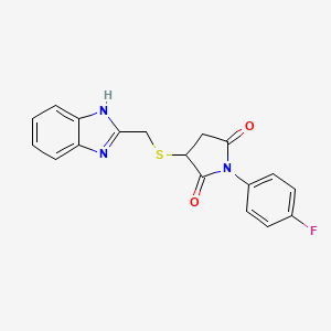 molecular formula C18H14FN3O2S B4098594 3-[(1H-benzimidazol-2-ylmethyl)thio]-1-(4-fluorophenyl)-2,5-pyrrolidinedione 