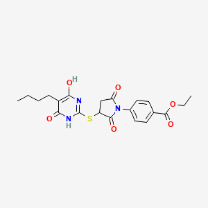 molecular formula C21H23N3O6S B4098606 Ethyl 4-{3-[(5-butyl-4,6-dihydroxypyrimidin-2-yl)sulfanyl]-2,5-dioxopyrrolidin-1-yl}benzoate 