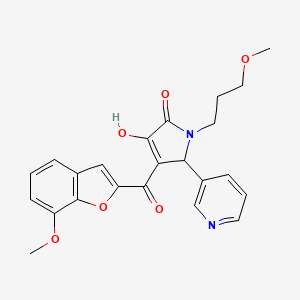 molecular formula C23H22N2O6 B4098610 3-hydroxy-4-(7-methoxy-1-benzofuran-2-carbonyl)-1-(3-methoxypropyl)-5-(pyridin-3-yl)-2,5-dihydro-1H-pyrrol-2-one 