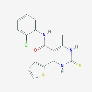 molecular formula C16H14ClN3OS2 B409866 N-(2-chlorophenyl)-6-methyl-4-(thiophen-2-yl)-2-thioxo-1,2,3,4-tetrahydropyrimidine-5-carboxamide CAS No. 438485-61-1