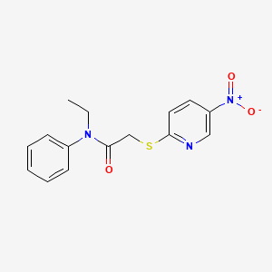 molecular formula C15H15N3O3S B4098663 N-ethyl-2-[(5-nitro-2-pyridinyl)thio]-N-phenylacetamide 