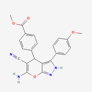 molecular formula C22H18N4O4 B4098678 methyl 4-[6-amino-5-cyano-3-(4-methoxyphenyl)-1,4-dihydropyrano[2,3-c]pyrazol-4-yl]benzoate 