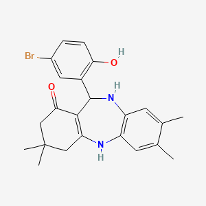 molecular formula C23H25BrN2O2 B4098682 11-(5-bromo-2-hydroxyphenyl)-3,3,7,8-tetramethyl-2,3,4,5,10,11-hexahydro-1H-dibenzo[b,e][1,4]diazepin-1-one 