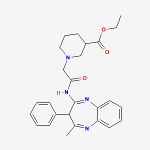 molecular formula C26H30N4O3 B4098694 ethyl 1-{2-[(4-methyl-3-phenyl-3H-1,5-benzodiazepin-2-yl)amino]-2-oxoethyl}piperidine-3-carboxylate 