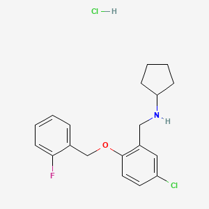 N-[[5-chloro-2-[(2-fluorophenyl)methoxy]phenyl]methyl]cyclopentanamine;hydrochloride