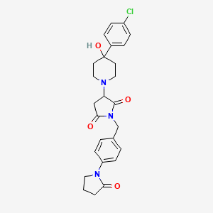 molecular formula C26H28ClN3O4 B4098770 3-[4-(4-chlorophenyl)-4-hydroxy-1-piperidinyl]-1-[4-(2-oxo-1-pyrrolidinyl)benzyl]-2,5-pyrrolidinedione 