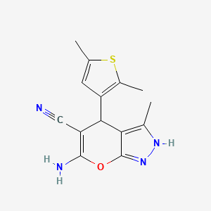 molecular formula C14H14N4OS B4098787 6-amino-4-(2,5-dimethyl-3-thienyl)-3-methyl-2,4-dihydropyrano[2,3-c]pyrazole-5-carbonitrile 