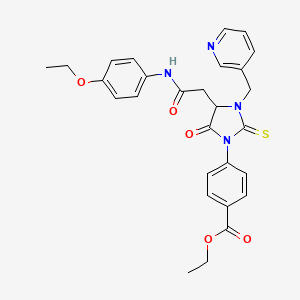 molecular formula C28H28N4O5S B4098844 Ethyl 4-[4-{2-[(4-ethoxyphenyl)amino]-2-oxoethyl}-5-oxo-3-(pyridin-3-ylmethyl)-2-thioxoimidazolidin-1-yl]benzoate 