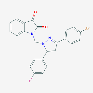 molecular formula C24H17BrFN3O2 B409887 1-{[3-(4-bromophenyl)-5-(4-fluorophenyl)-4,5-dihydro-1H-pyrazol-1-yl]methyl}-1H-indole-2,3-dione CAS No. 312596-58-0