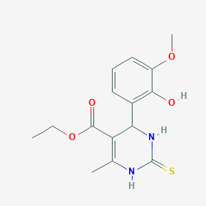 ethyl 4-(2-hydroxy-3-methoxyphenyl)-6-methyl-2-sulfanylidene-3,4-dihydro-1H-pyrimidine-5-carboxylate