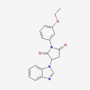 molecular formula C19H17N3O3 B4098902 3-(1H-1,3-BENZIMIDAZOL-1-YL)-1-(3-ETHOXYPHENYL)DIHYDRO-1H-PYRROLE-2,5-DIONE 