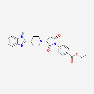 molecular formula C25H26N4O4 B4098922 ethyl 4-{3-[4-(1H-benzimidazol-2-yl)piperidin-1-yl]-2,5-dioxopyrrolidin-1-yl}benzoate 