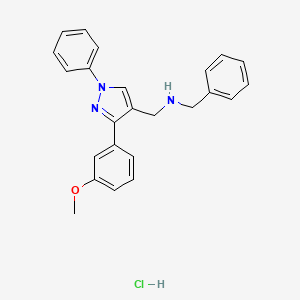 molecular formula C24H24ClN3O B4098933 N-[[3-(3-methoxyphenyl)-1-phenylpyrazol-4-yl]methyl]-1-phenylmethanamine;hydrochloride 