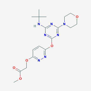 molecular formula C18H25N7O5 B4099013 METHYL 2-[(6-{[4-(TERT-BUTYLAMINO)-6-(MORPHOLIN-4-YL)-1,3,5-TRIAZIN-2-YL]OXY}PYRIDAZIN-3-YL)OXY]ACETATE 