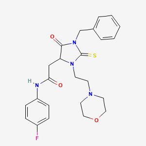 2-{1-benzyl-3-[2-(4-morpholinyl)ethyl]-5-oxo-2-thioxo-4-imidazolidinyl}-N-(4-fluorophenyl)acetamide