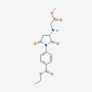 molecular formula C16H18N2O6 B4099043 4-[3-(Methoxycarbonylmethyl-amino)-2,5-dioxo-pyrrolidin-1-yl]-benzoic acid ethyl ester 