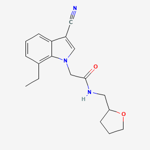 molecular formula C18H21N3O2 B4099049 2-(3-cyano-7-ethyl-1H-indol-1-yl)-N-(tetrahydro-2-furanylmethyl)acetamide 