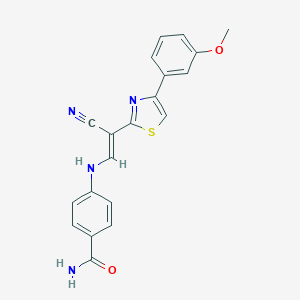 molecular formula C20H16N4O2S B409905 (E)-4-((2-cyano-2-(4-(3-methoxyphenyl)thiazol-2-yl)vinyl)amino)benzamide CAS No. 369395-15-3