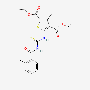 molecular formula C21H24N2O5S2 B4099054 diethyl 5-({[(2,4-dimethylbenzoyl)amino]carbonothioyl}amino)-3-methyl-2,4-thiophenedicarboxylate 