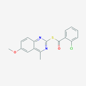molecular formula C17H13ClN2O2S B409907 S-(6-methoxy-4-methylquinazolin-2-yl) 2-chlorobenzenecarbothioate 