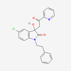 5-chloro-3-hydroxy-3-[2-oxo-2-(pyridin-2-yl)ethyl]-1-(2-phenylethyl)-1,3-dihydro-2H-indol-2-one