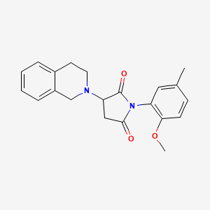 molecular formula C21H22N2O3 B4099098 3-(3,4-dihydroisoquinolin-2(1H)-yl)-1-(2-methoxy-5-methylphenyl)pyrrolidine-2,5-dione 