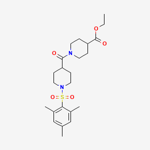 molecular formula C23H34N2O5S B4099187 Ethyl 1-({1-[(2,4,6-trimethylphenyl)sulfonyl]piperidin-4-yl}carbonyl)piperidine-4-carboxylate 