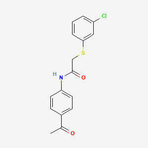 molecular formula C16H14ClNO2S B4099303 N-(4-acetylphenyl)-2-[(3-chlorophenyl)thio]acetamide 