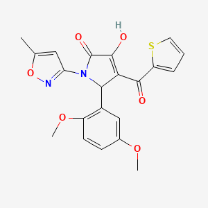 molecular formula C21H18N2O6S B4099357 (4E)-5-(2,5-dimethoxyphenyl)-4-[hydroxy(thiophen-2-yl)methylidene]-1-(5-methyl-1,2-oxazol-3-yl)pyrrolidine-2,3-dione 