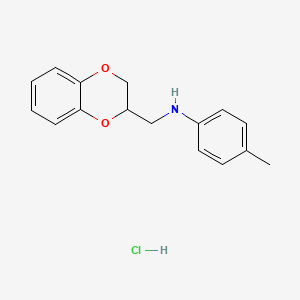 N-(2,3-dihydro-1,4-benzodioxin-3-ylmethyl)-4-methylaniline;hydrochloride