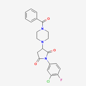 molecular formula C21H19ClFN3O3 B4099398 3-(4-BENZOYLPIPERAZINO)-1-(3-CHLORO-4-FLUOROPHENYL)DIHYDRO-1H-PYRROLE-2,5-DIONE 