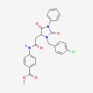 molecular formula C26H22ClN3O5 B4099402 Methyl 4-({[3-(4-chlorobenzyl)-2,5-dioxo-1-phenylimidazolidin-4-yl]acetyl}amino)benzoate 