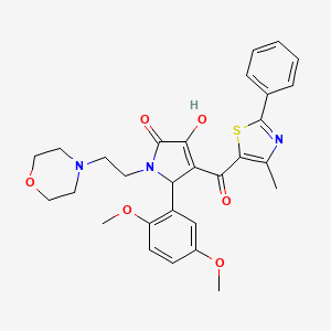 molecular formula C29H31N3O6S B4099451 2-(2,5-dimethoxyphenyl)-4-hydroxy-3-(4-methyl-2-phenyl-1,3-thiazole-5-carbonyl)-1-(2-morpholin-4-ylethyl)-2H-pyrrol-5-one 