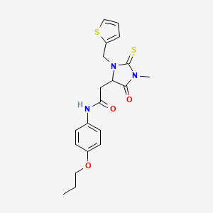 2-{1-METHYL-5-OXO-2-SULFANYLIDENE-3-[(THIOPHEN-2-YL)METHYL]IMIDAZOLIDIN-4-YL}-N-(4-PROPOXYPHENYL)ACETAMIDE