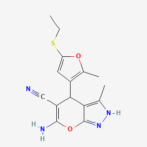 molecular formula C15H16N4O2S B4099505 6-amino-4-[5-(ethylthio)-2-methyl-3-furyl]-3-methyl-2,4-dihydropyrano[2,3-c]pyrazole-5-carbonitrile 