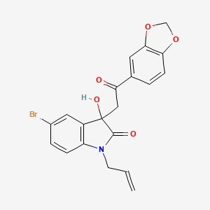 3-[2-(1,3-benzodioxol-5-yl)-2-oxoethyl]-5-bromo-3-hydroxy-1-(prop-2-en-1-yl)-1,3-dihydro-2H-indol-2-one