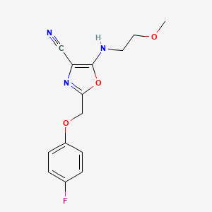 molecular formula C14H14FN3O3 B4099569 2-[(4-fluorophenoxy)methyl]-5-[(2-methoxyethyl)amino]-1,3-oxazole-4-carbonitrile 