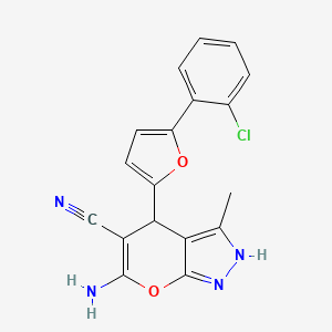 6-amino-4-[5-(2-chlorophenyl)-2-furyl]-3-methyl-1,4-dihydropyrano[2,3-c]pyrazole-5-carbonitrile